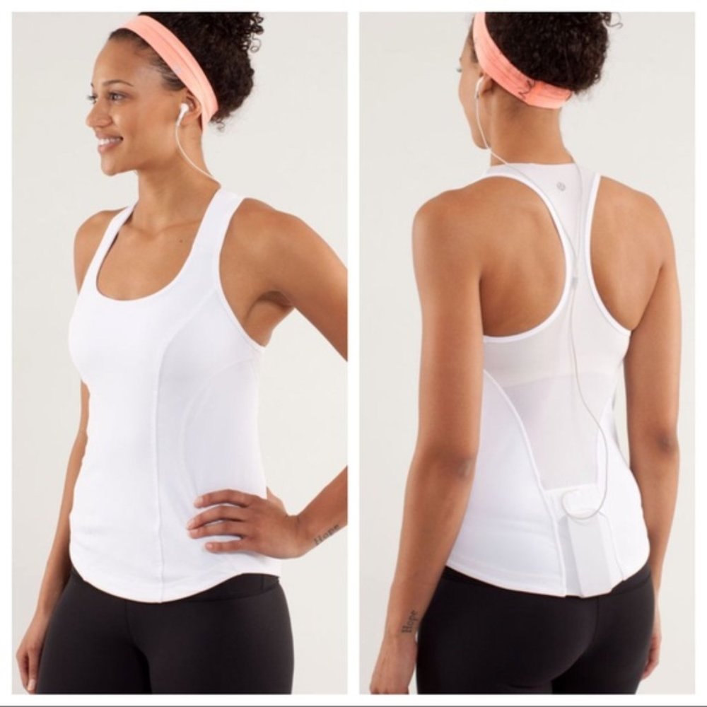 Lululemon White Cardio Kick Mesh Racerback Tank